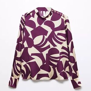 MangoPurple Morden Pattern Viscos Blouse Size XXL